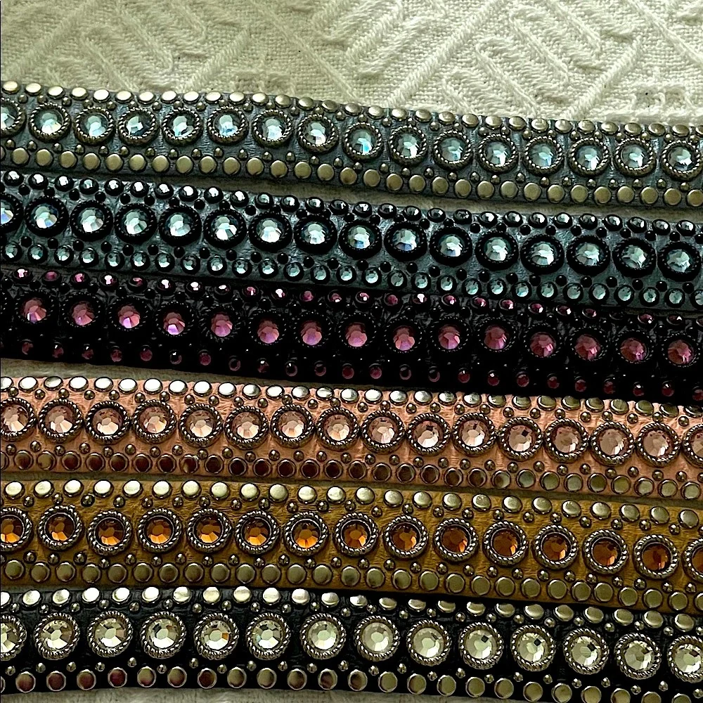 2 Kippy's Pink and Black Studded Belts Real genuine leather size 30 Small